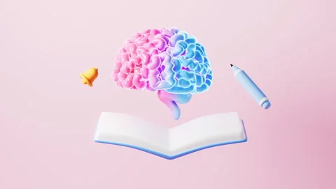Human brain and books, Learn and innovate concepts, 3d rendering. Stock Footage 308944748