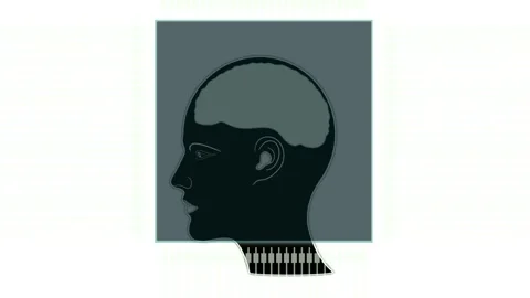Human brain and computer chip, Head with implanted micro chip Stock Footage 269492161