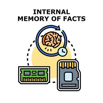Human brain and digital memory facts processing learning Stock Illustration