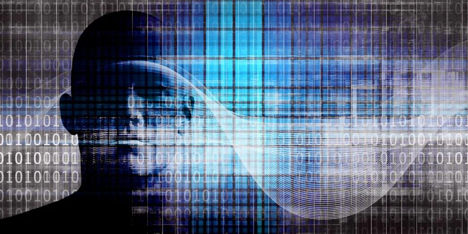 Human Brain and Digital Technology Integration Future Illustrazione stock