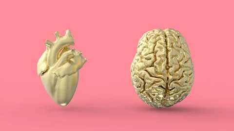 Human brain and heart 3d image Stock Illustration