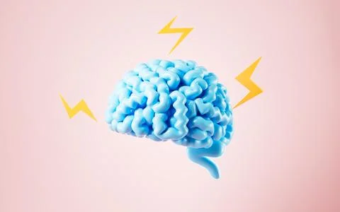 Human brain and marks, questions and creative inspiration concepts, 3d rend.. 库存照片