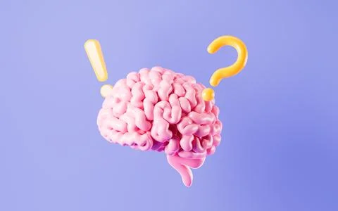 Human brain and marks, questions and creative inspiration concepts, 3d rend.. 库存照片