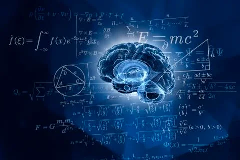 Human brain and mathematical formulas Stock Illustration
