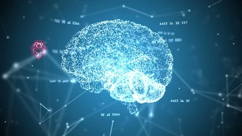 Human brain  and plexus structure revolving with skull scan orbiting around Vidéo 87278816