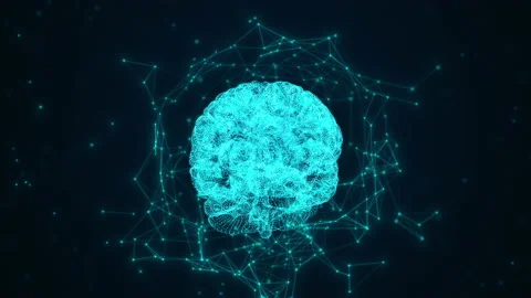 Human brain and plexus structure revolving with skull scan and digits orbiting Stock Footage 169218339