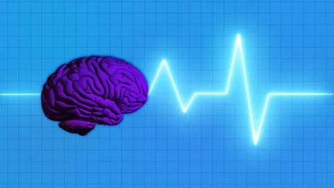 Human Brain and Pulse Wave glowing Ilustración de archivo