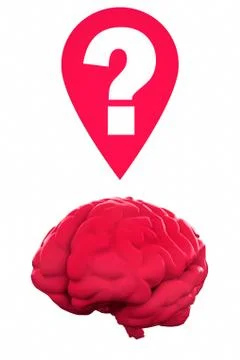 Human brain and a question mark. 3D illustration Stock Illustration
