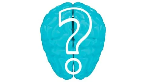 Human brain and a question mark. 3D illustration 스톡 일러스트