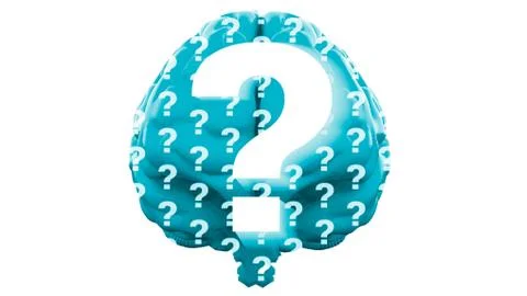 Human brain and a question mark. 3D illustration 스톡 일러스트