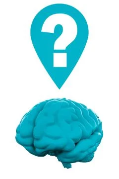 Human brain and a question mark. 3D illustration Stock Illustration