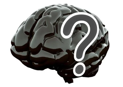 Human brain and a question mark. 3D illustration Stock Illustration