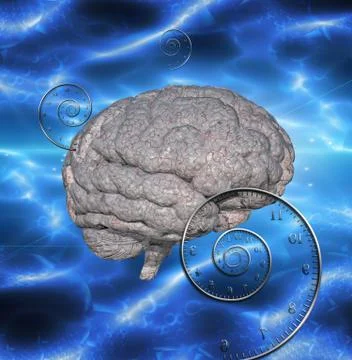 Human brain and time Illustrazione stock