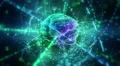 Human brain (with animated files inside) in cyberspace. 4k or 4k+ Resolution