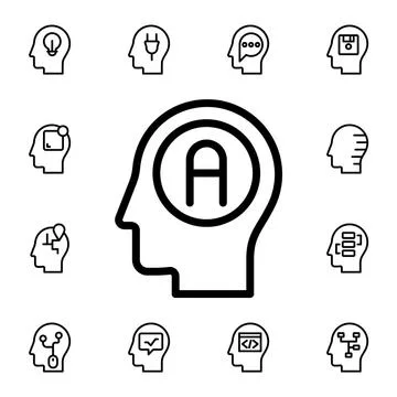 Human, brain, answer, education flat vector icon in mind process pack Stock Illustration