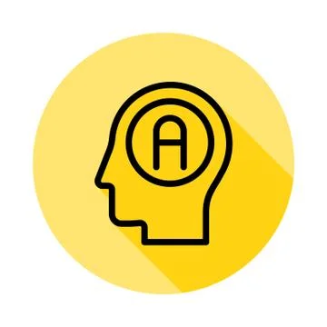 Human, brain, answer, education icon long shadow Stock Illustration