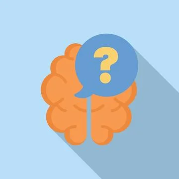 Human brain asking question with speech bubble and question mark inside Stock Illustration
