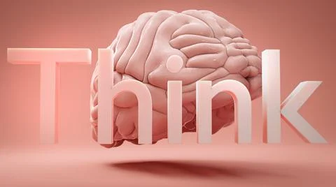 Human brain behind word Think. Concept of inspiritation, creativity, idea, ed イラスト素材