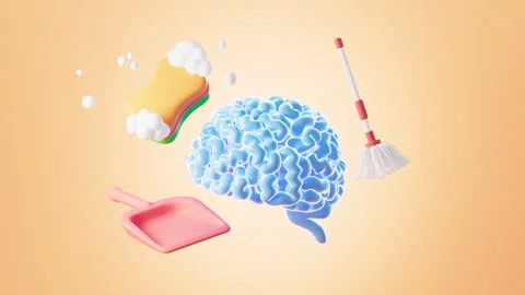 Human brain is being cleansed, washing brain, cleaning brain, The brain is .. Stock Footage 308948602