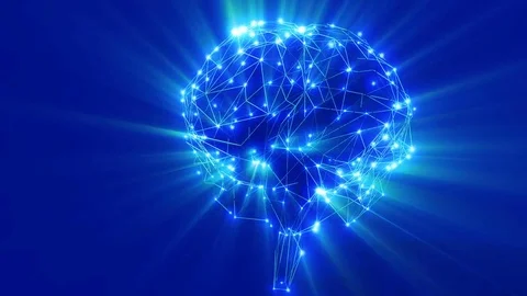 Human brain being formed by light particles. Stock Footage 71787141