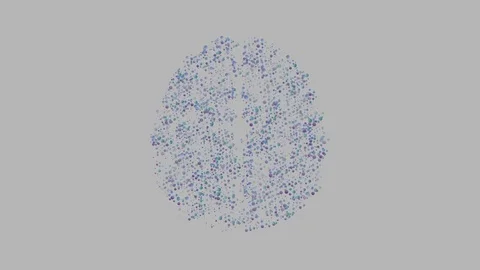 Human brain being formed by revolving particles. Video stock 80089182