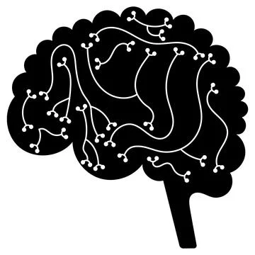 Human Brain Black and White Icon Human Nervous System Heart Neuropsychology Stock Illustration