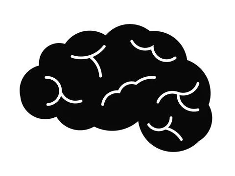 Human brain black simple icon. Vector illustration on a white background.Hu.. Stock Illustration