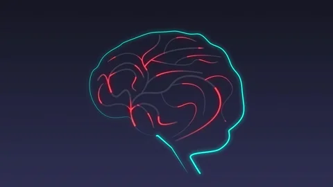 Human Brain with Blood Circulation on Dark Background Видео 319815037