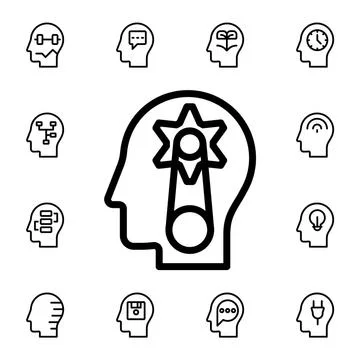 Human, brain, brainstorming, mental process flat vector icon in mind process  Stock Illustration