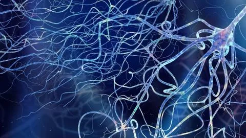 Human brain cell neuron close up in abstract space Stock Photos