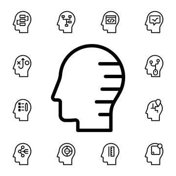 Human, brain, change flat vector icon in mind process pack Stock Illustration