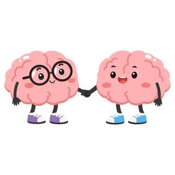 Human brain characters showing cooperation and teamwork Stock Illustration