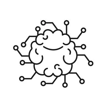 Human brain like a chip cpu linear vector flat icon 스톡 일러스트