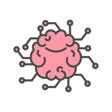 Human brain like a chip cpu vector flat icon Stock Illustration
