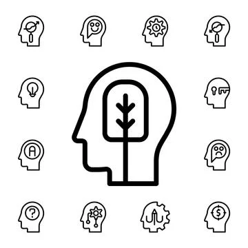 Human, brain, clean flat vector icon in mind process pack Stock Illustration
