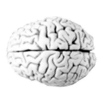 Human brain collage. Design element in trendy dotted pop art style. Retro h.. Stock Illustration