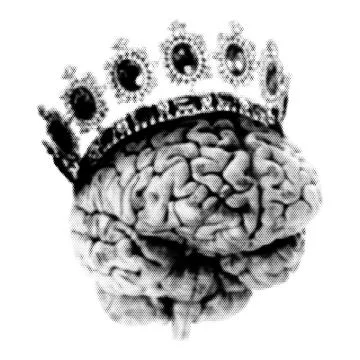 Human brain collage. Design element in trendy dotted pop art style. Retro h.. 스톡 일러스트