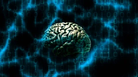 Human brain coming forward over a binary background Stock Footage 115028052