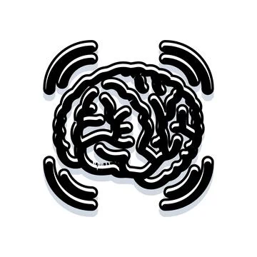 Human brain communicating information and artificial intelligence concept Illustrazione stock