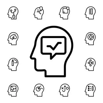 Human, brain, communication flat vector icon in mind process pack Stock Illustration