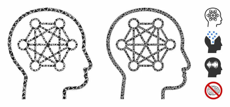 Human brain Composition Icon of Bumpy Parts Stock Illustration