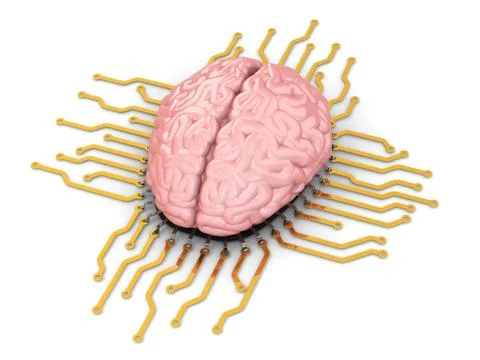 Human brain as computer chip. concept of cpu. Stock Illustration