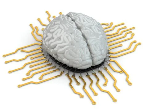 Human brain as computer chip. concept of cpu. Stock Illustration