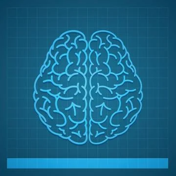Human Brain Concept on Blue Background Stock Illustration
