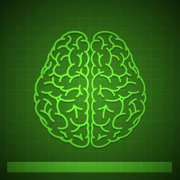 Human Brain Concept on Green Background Stock Illustration
