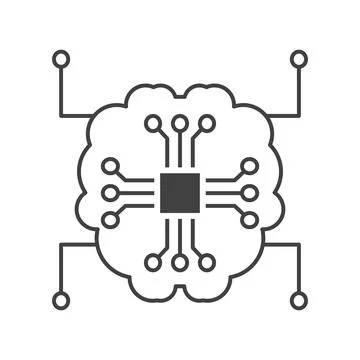 Human brain connected with a computer CPU chip circuit Illustrazione stock