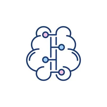 Human Brain with Connections vector creative minimal icon Illustrazione stock