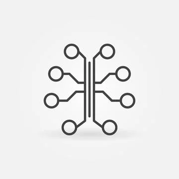 Human Brain connections vector line concept minimal icon 스톡 일러스트