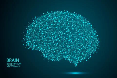 The human brain consists of lines and triangles. The illustration is made up of Illustrazione stock