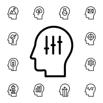 Human, brain, control flat vector icon in mind process pack Stock Illustration